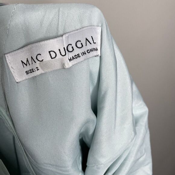 MAC DUGGAL Dress Womens 2 Floral Ruffle Hem Chiffon Ruched Sleeveless Sheath - Picture 8 of 15